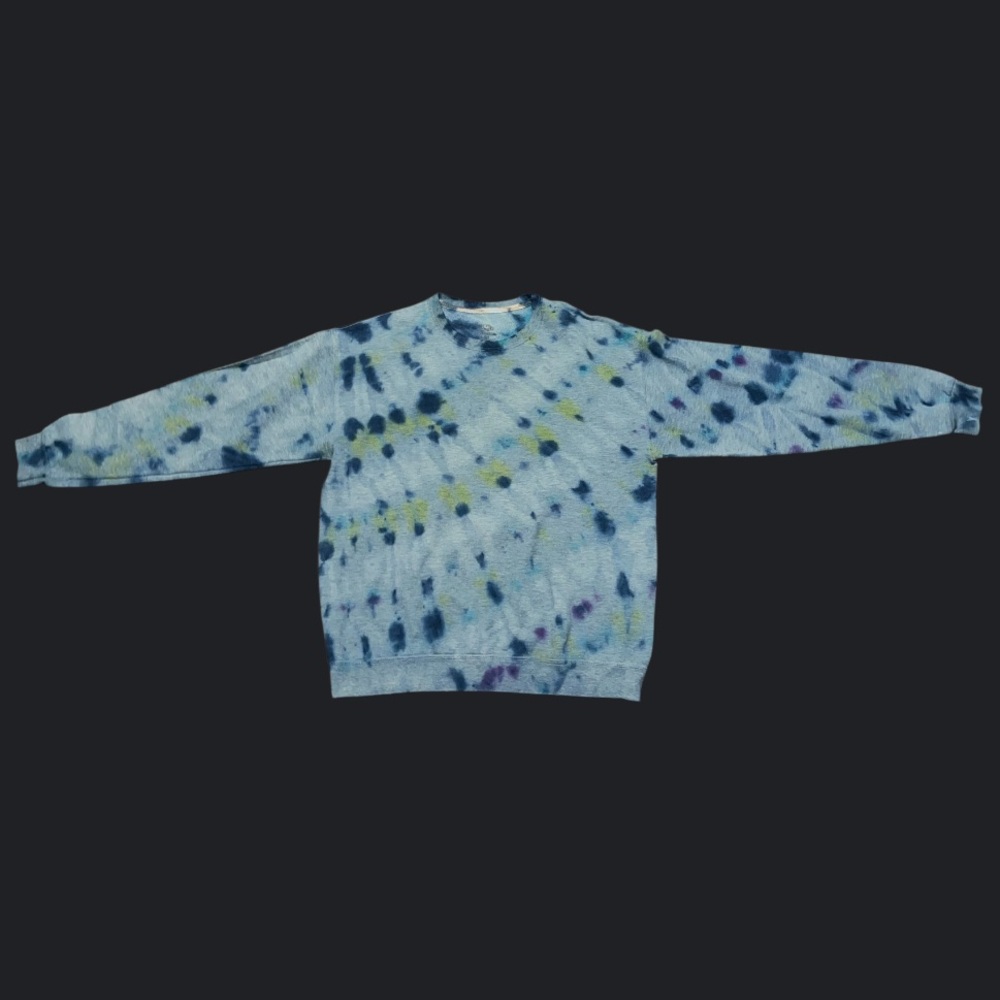 Fruit of the Loom Vintage Gray Colorful Tie-Dye Sweatshirt Cozy Pullover Size L - Picture 7 of 13
